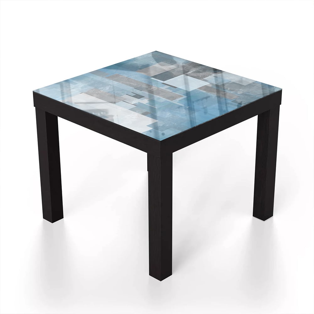 Salontafel 55x55 - Gehard Glas - Blauwe Geomtrische Vormen