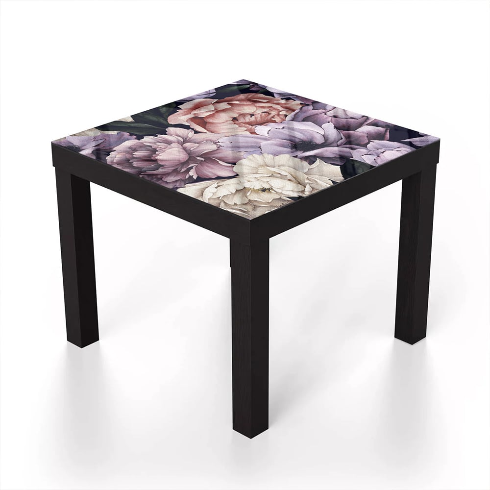 Salontafel 55x55 - Gehard Glas - Bloemen Patroon van Waterverf