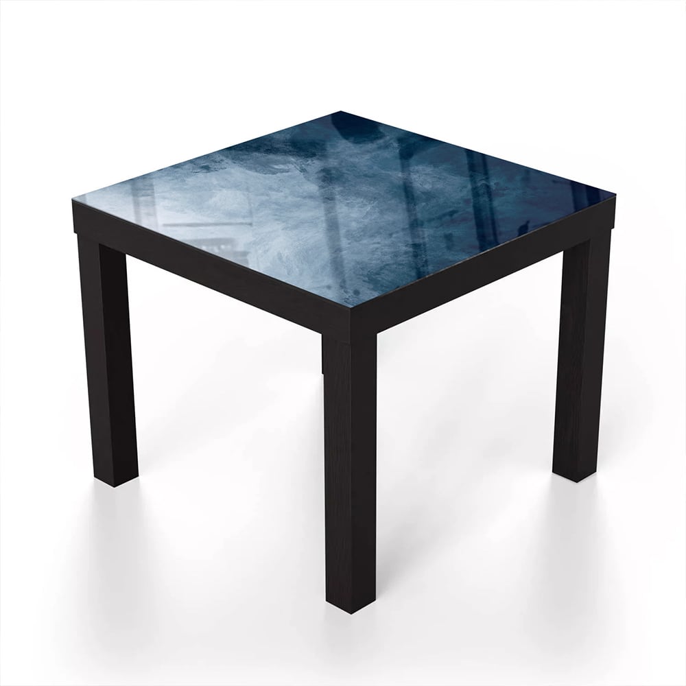 Salontafel 55x55 - Gehard Glas - Blauwe Waterverf Textuur