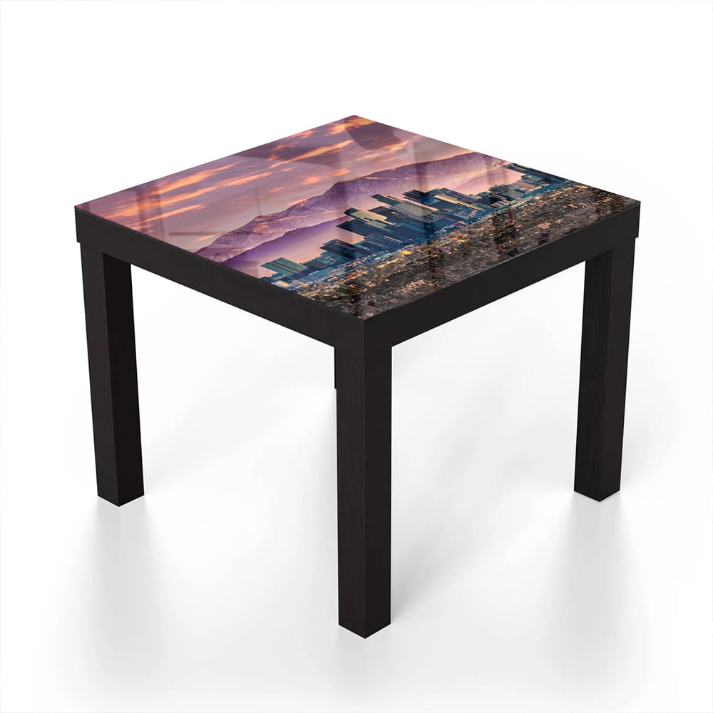 Salontafel 55x55 - Gehard Glas - Los Angeles Skyline bij Zonsondergang