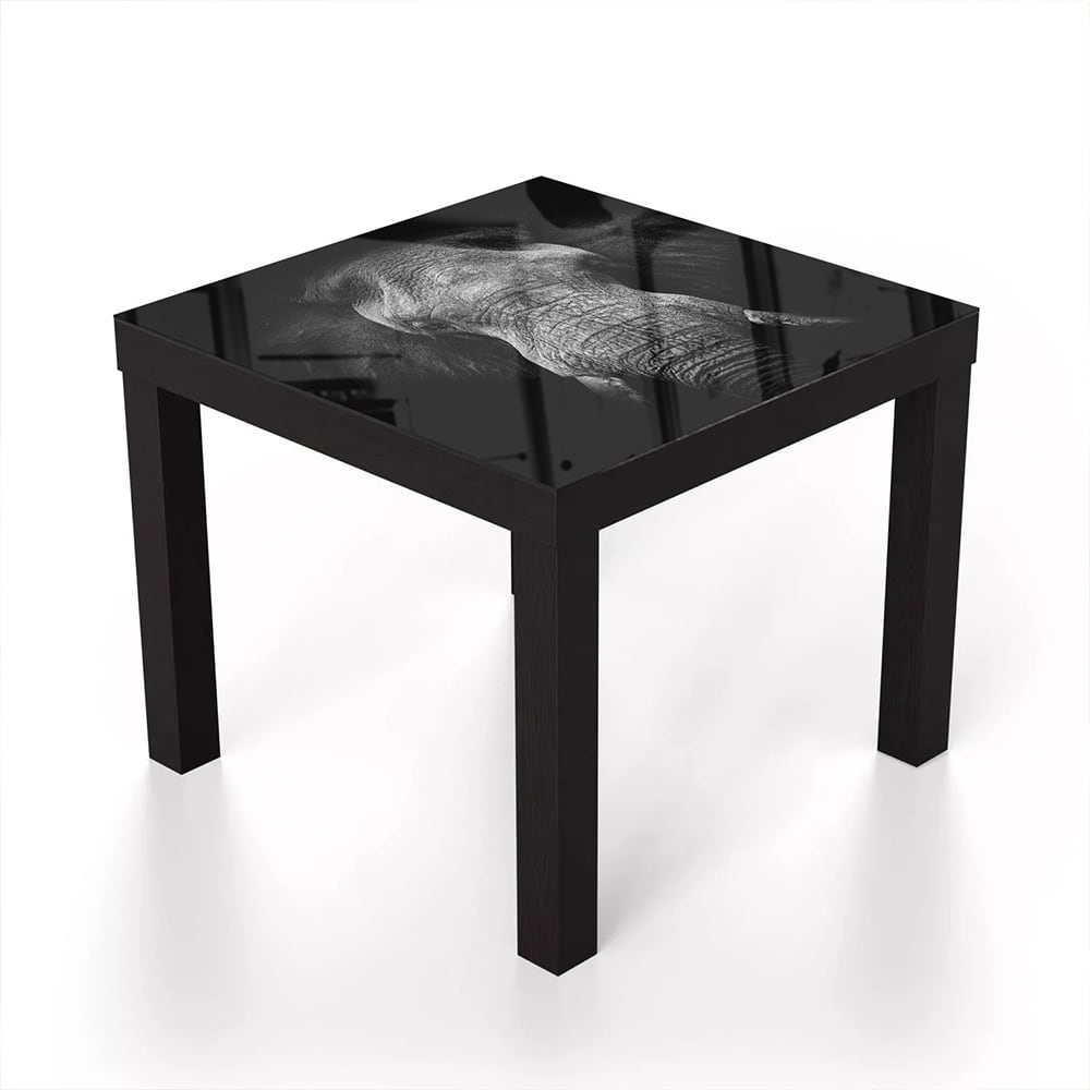 Salontafel 55x55 - Gehard Glas - Zwart/Wit Olifant