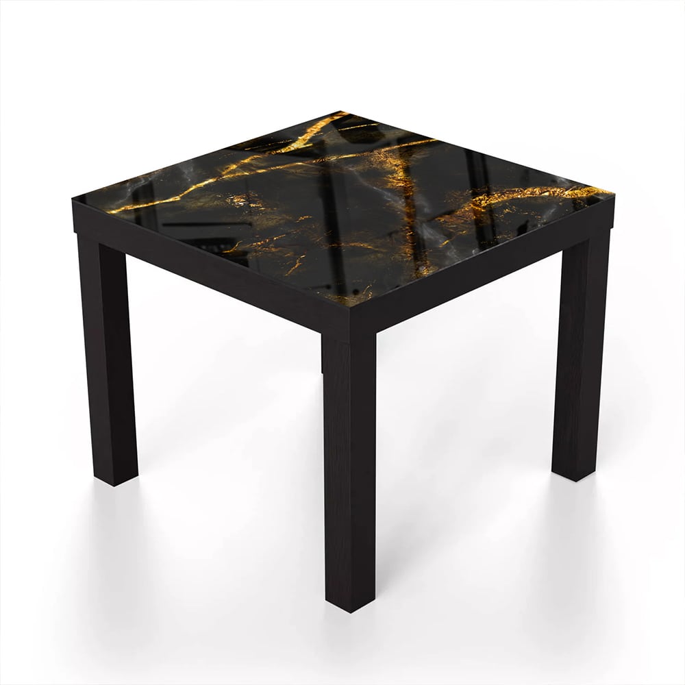 Salontafel 55x55 - Gehard Glas - Gouden Aders op Zwart Marmer