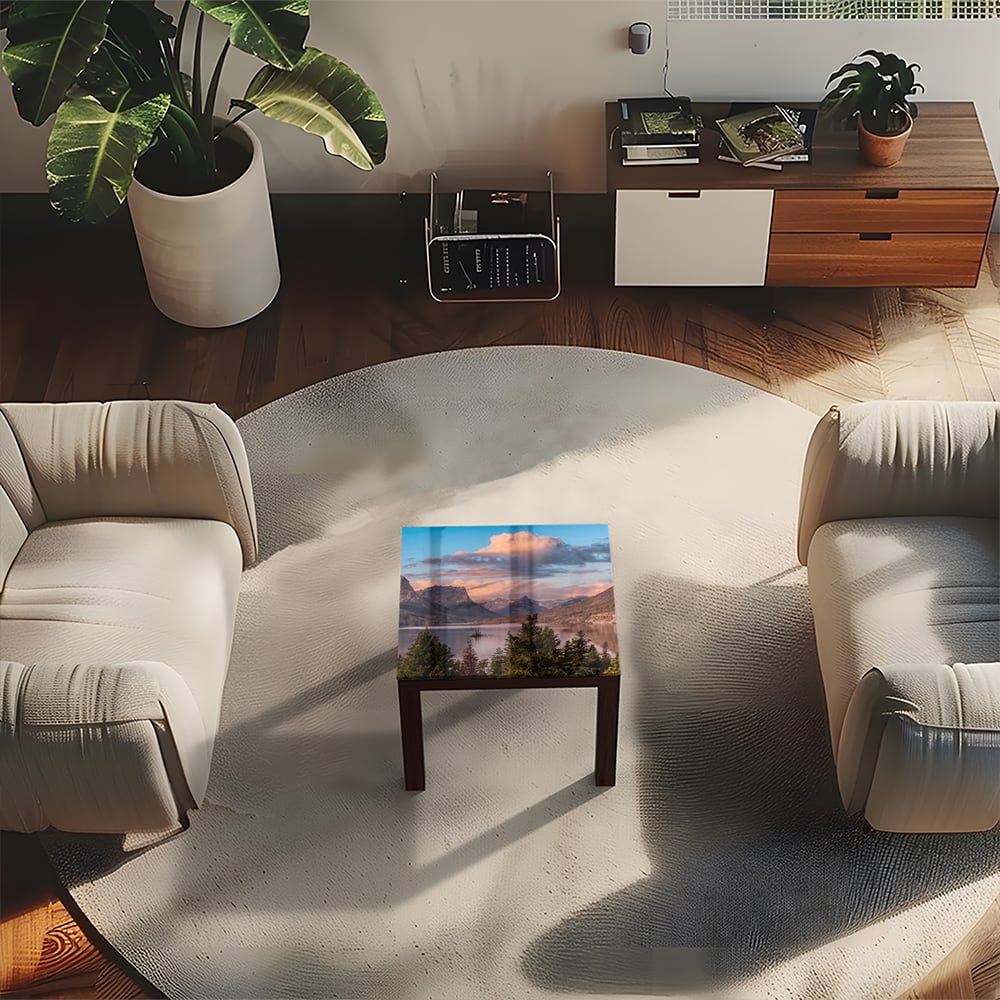 Salontafel 55x55 - Gehard Glas - Meer bij Rocky Mountains