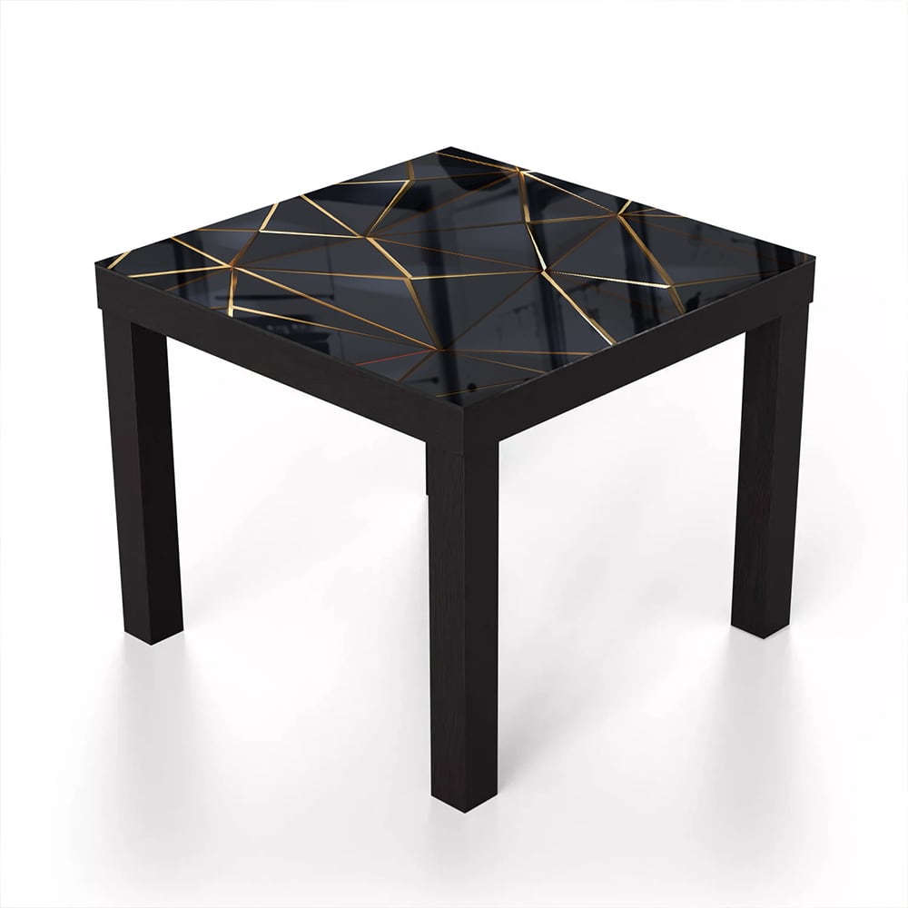 Salontafel 55x55 - Gehard Glas - Zwart-Goude geometrische