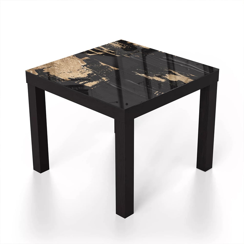 Salontafel 55x55 - Gehard Glas - Zwart-Gouden Oliekunst