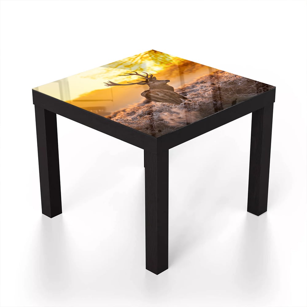 Salontafel 55x55 - Gehard Glas - Edelhert in de Ochtendzon