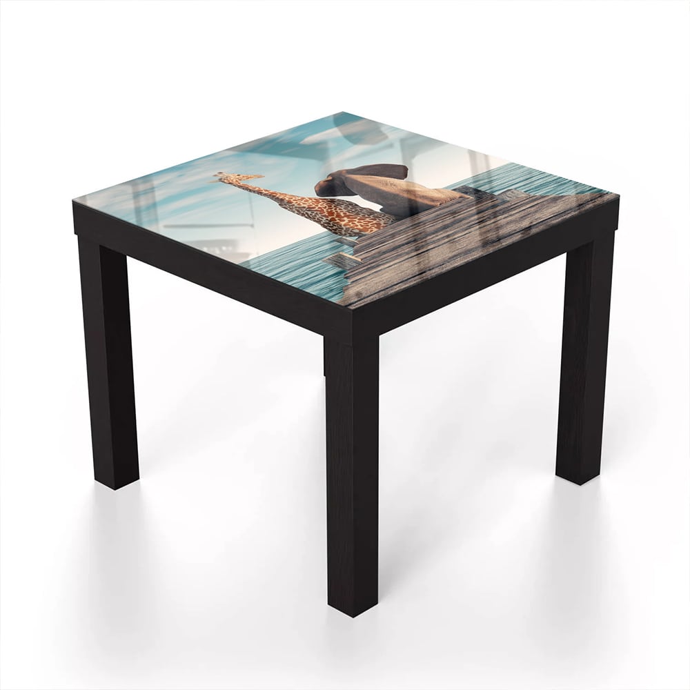 Salontafel 55x55 - Gehard Glas - Giraffe en Olifant