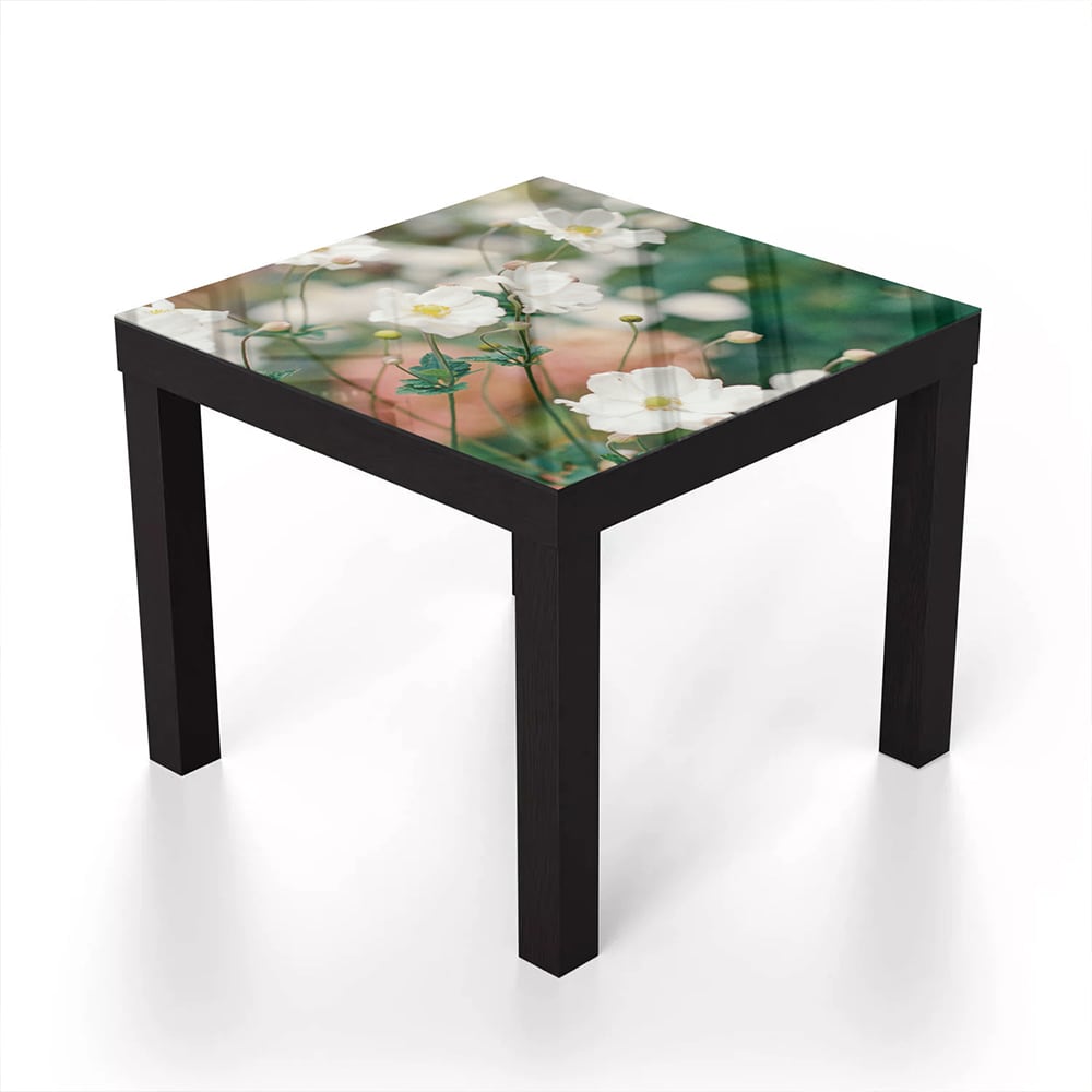 Salontafel 55x55 - Gehard Glas - Witte Bloemen In De Tuin