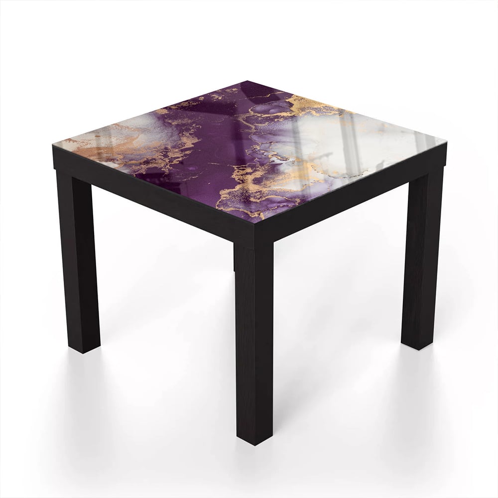 Salontafel 55x55 - Gehard Glas - Luxe Rood-Goud Marmer