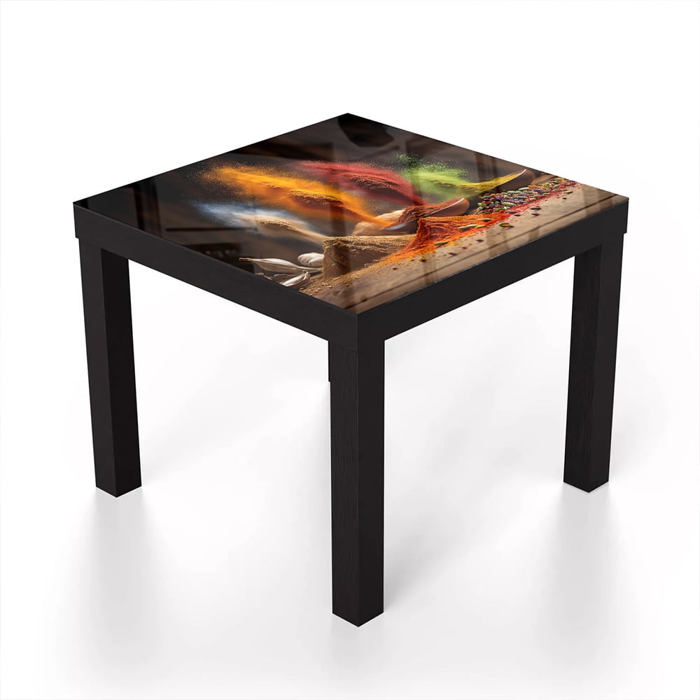 Salontafel 55x55 - Gehard Glas - Specerijenregen op Hout