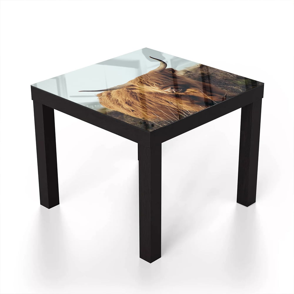 Salontafel 55x55 - Gehard Glas - Schotse Hooglander tussen het Gras