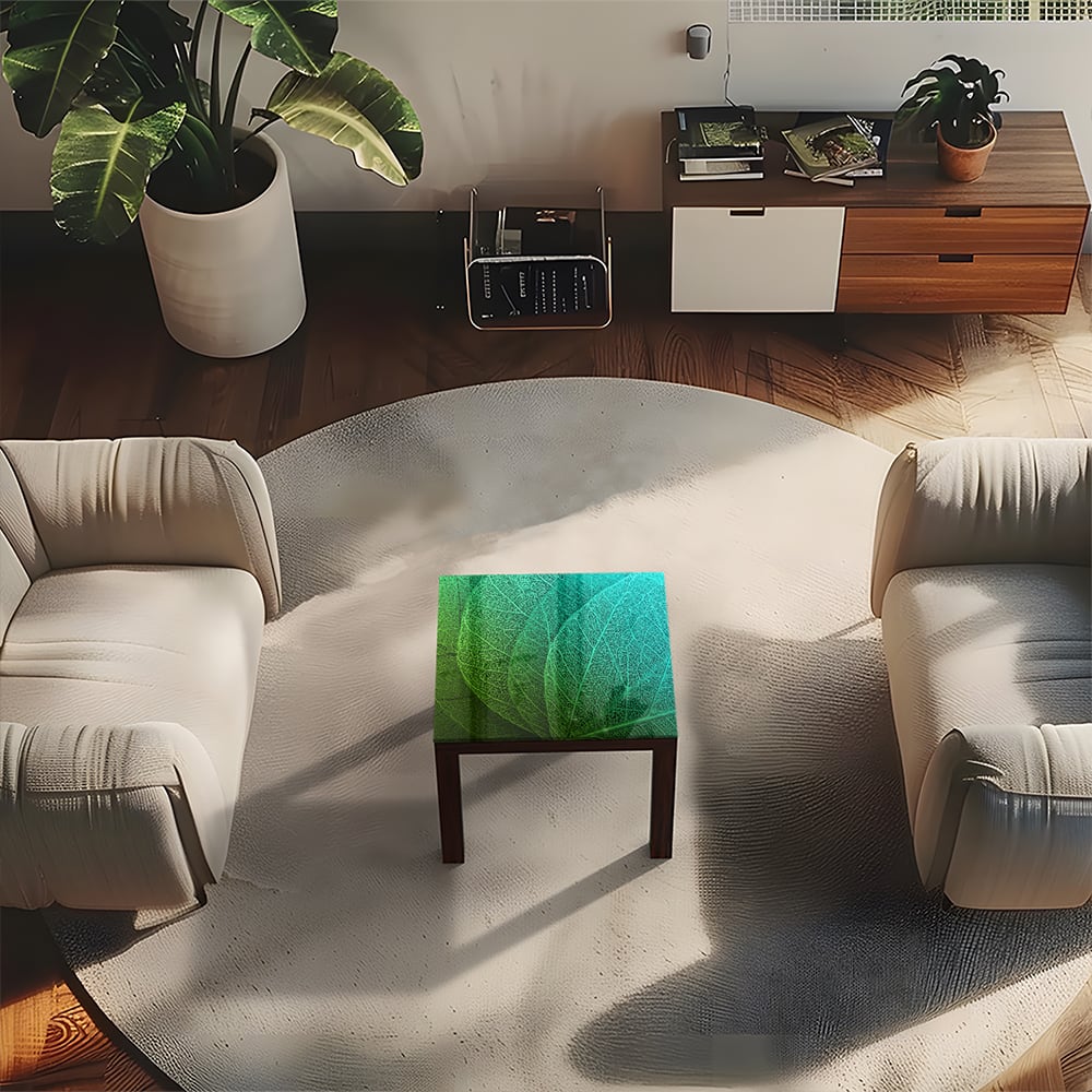 Salontafel 55x55 - Gehard Glas - Bladeren in detail