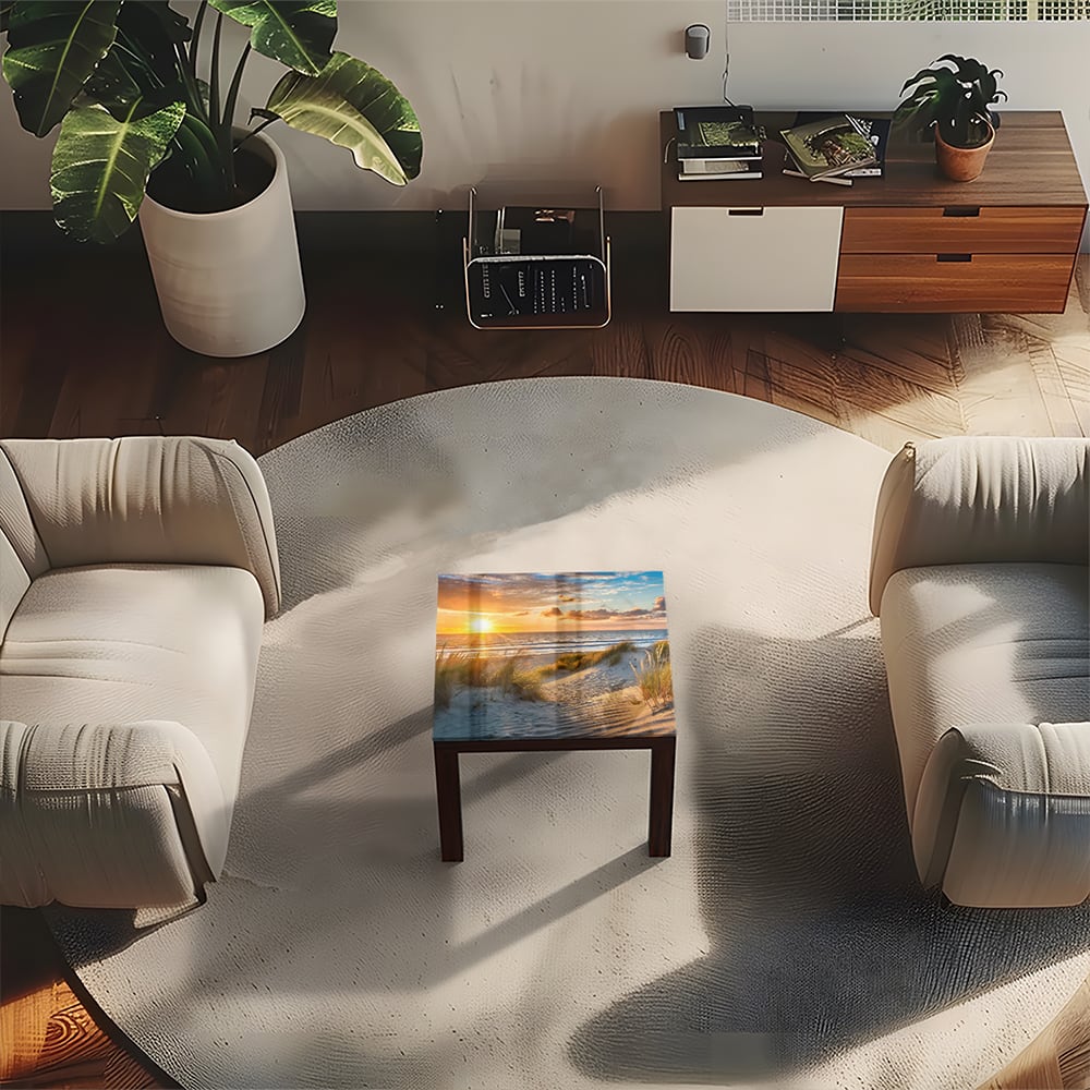 Salontafel 55x55 - Gehard Glas - Zonsondergang bij Duinen