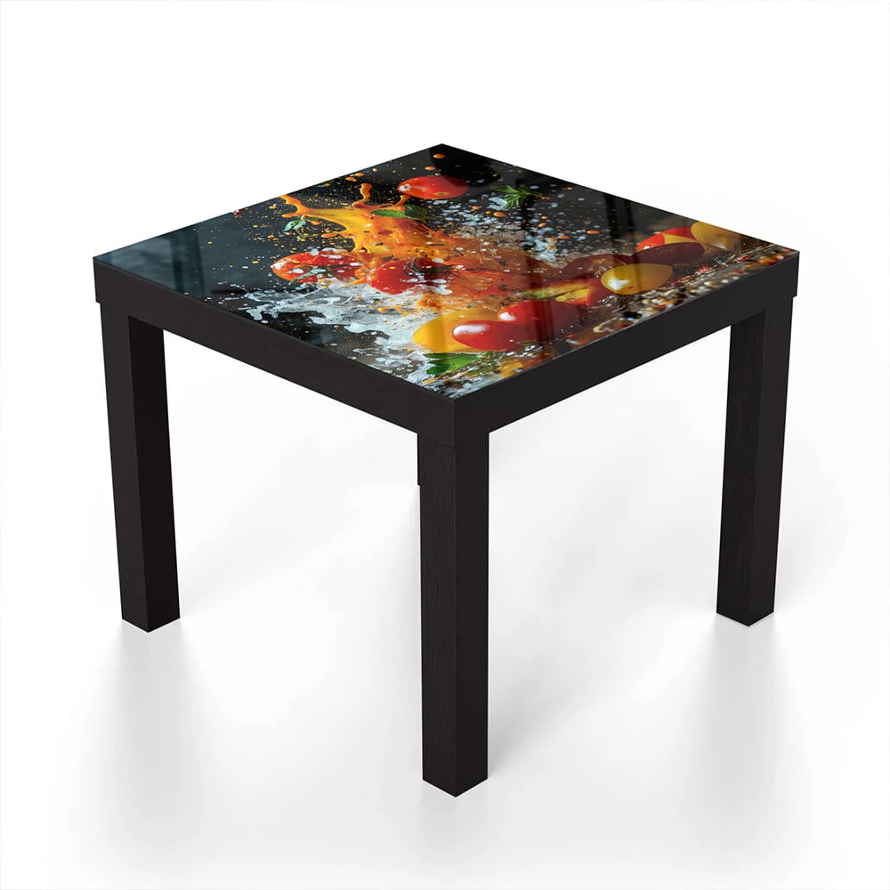 Salontafel 55x55 - Gehard Glas - Groenten Splash