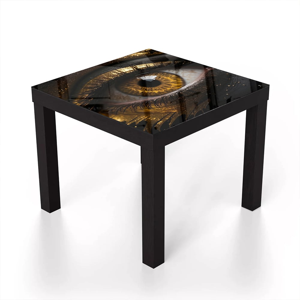 Salontafel 55x55 - Gehard Glas - Zwart en goud oog