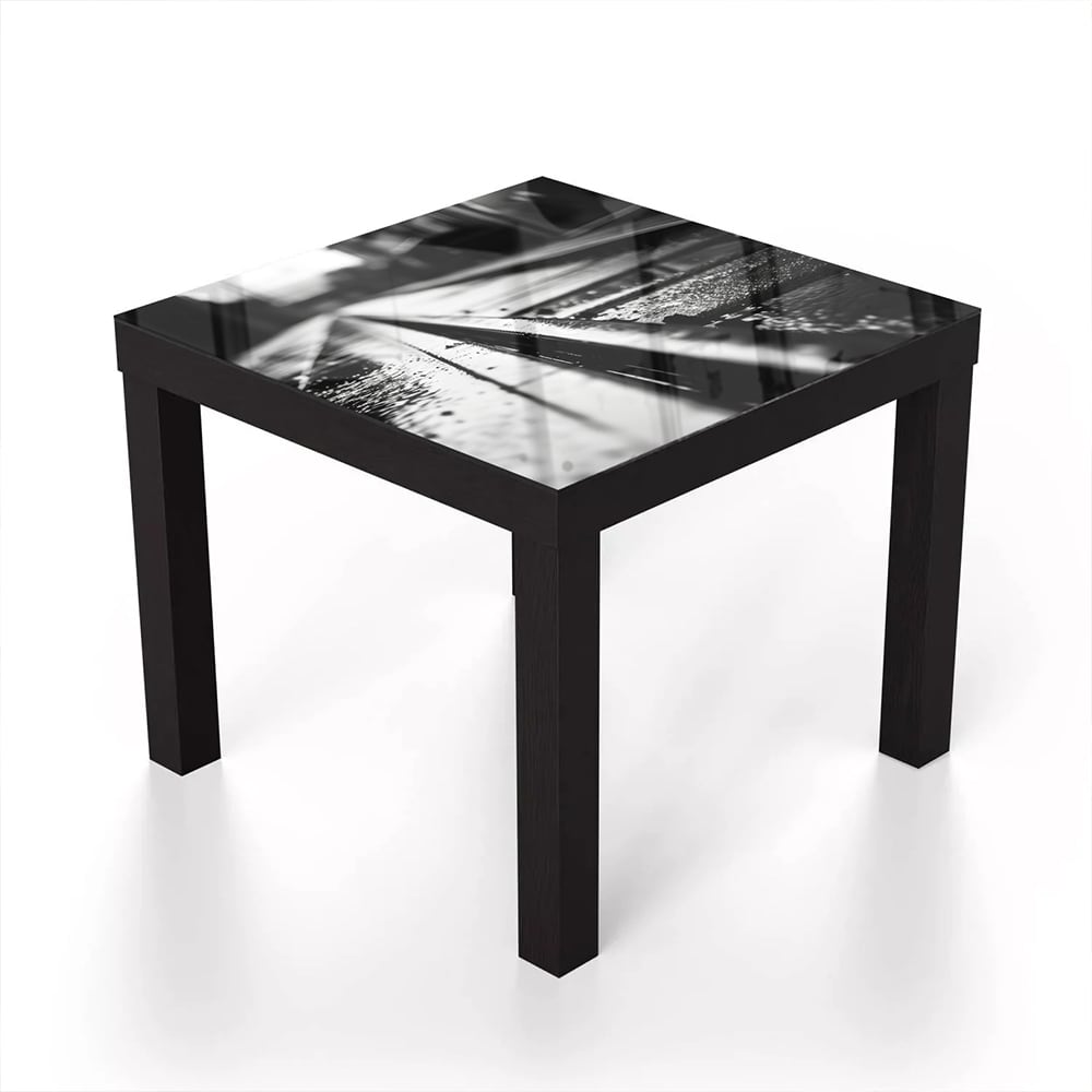 Salontafel 55x55 - Gehard Glas - Zwart-Wit Treinspoor