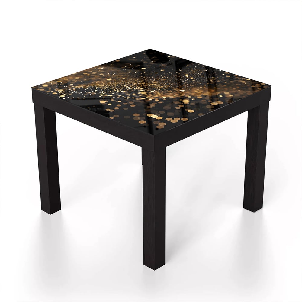 Salontafel 55x55 - Gehard Glas - Zwarte Achtergrond met Gouden Glitter