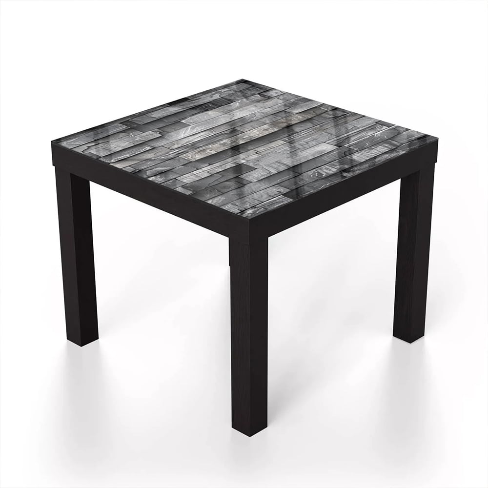 Salontafel 55x55 - Gehard Glas - Stenen Muur Zwart-Wit