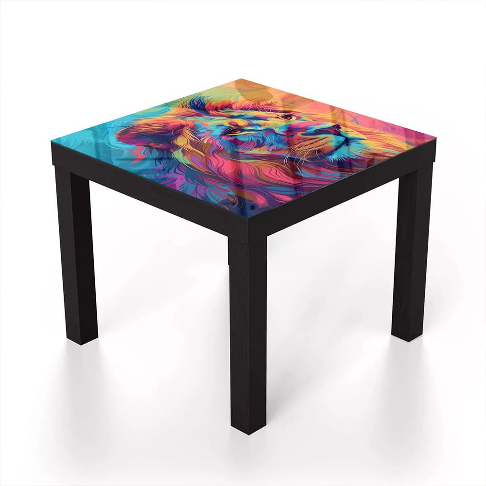 Salontafel 55x55 - Gehard Glas - Kleurrijke Leeuw