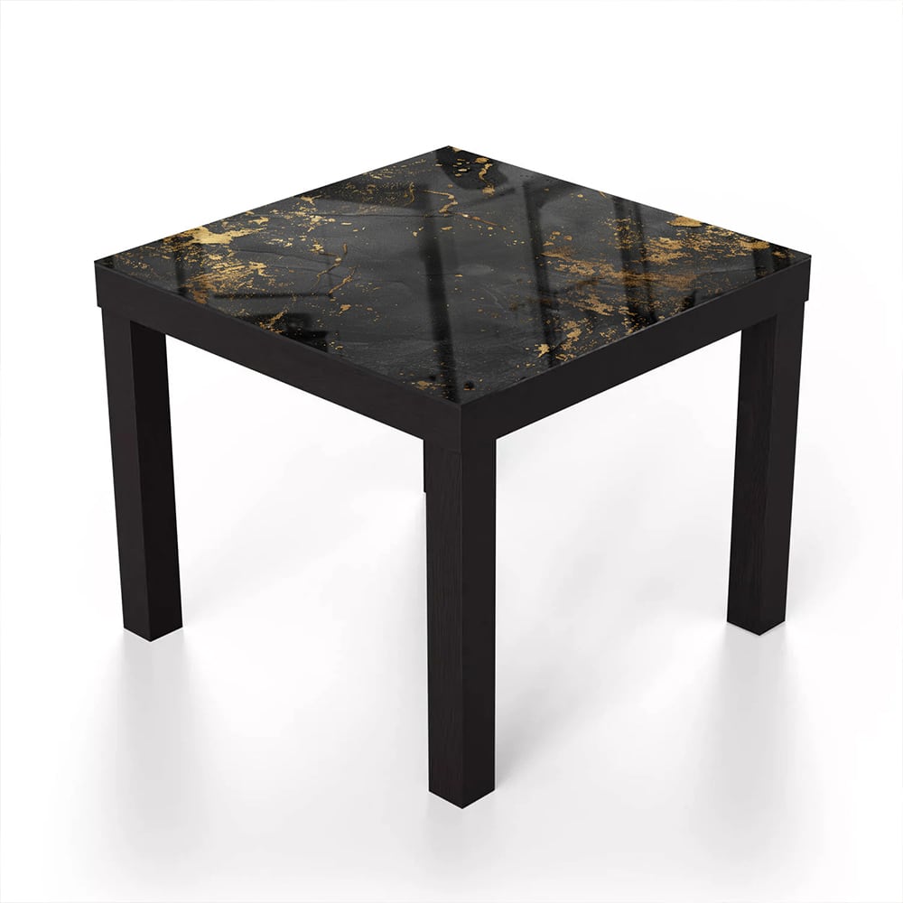 Salontafel 55x55 - Gehard Glas - Zwart/Goud Ruwe Textuur