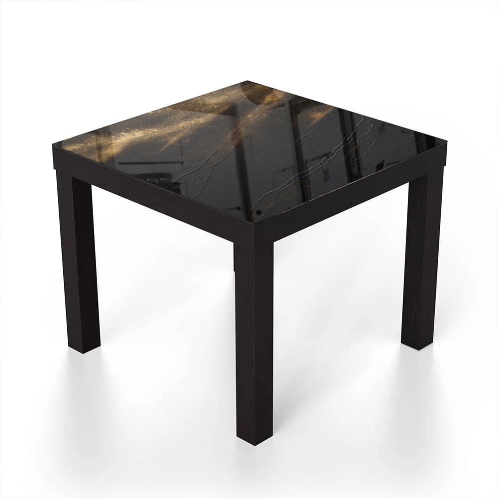 Salontafel 55x55 - Gehard Glas - Zwart/Goud Luxe Textuur