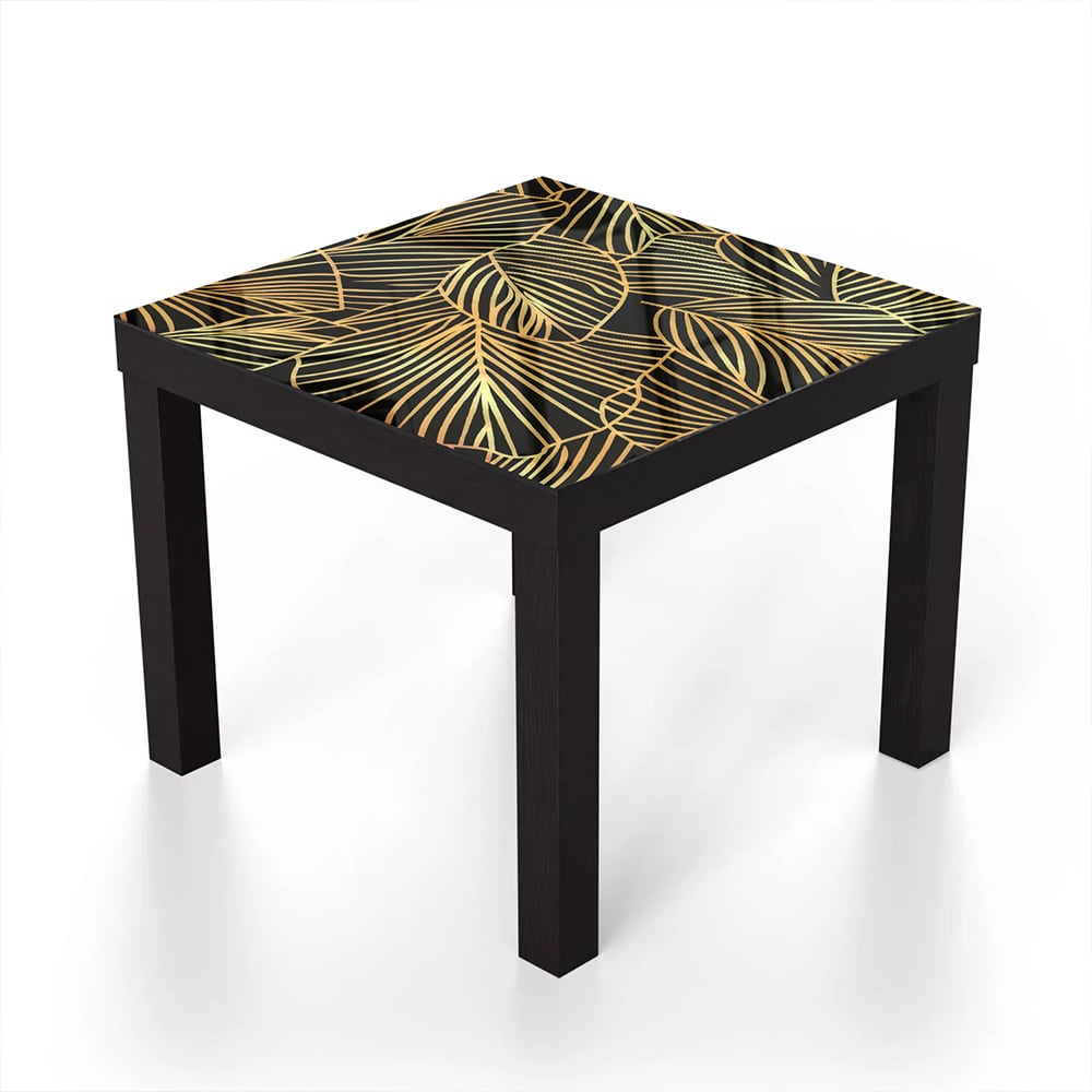 Salontafel 55x55 - Gehard Glas - Gouden Blaadjes op Zwart