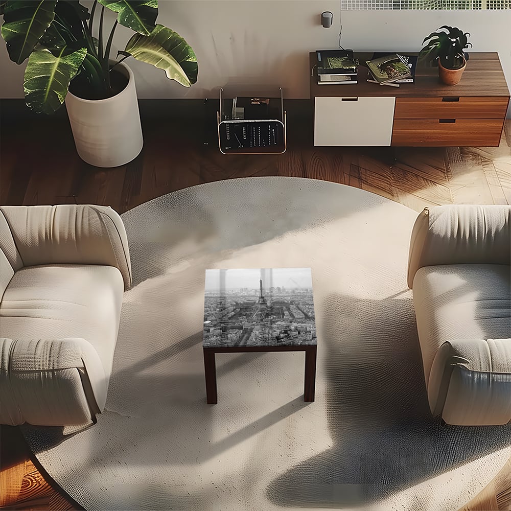 Salontafel 55x55 - Gehard Glas - Parijs in Zwart-Wit vanuit de Lucht