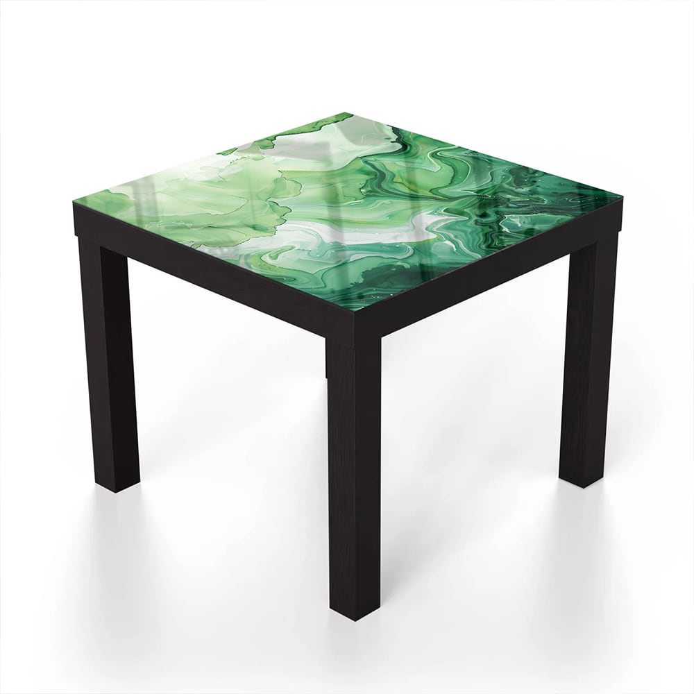 Salontafel 55x55 - Gehard Glas - Groene Waterverf Textuur