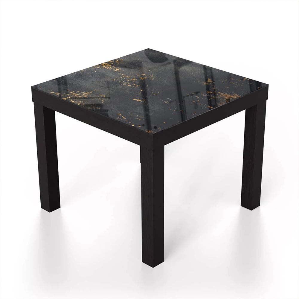 Salontafel 55x55 - Gehard Glas - Gouden Stof op Ruwe Textuur