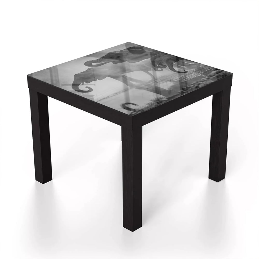 Salontafel 55x55 - Gehard Glas - Zwart-Wit Olifanten