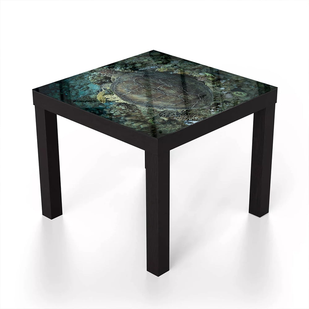 Salontafel 55x55 - Gehard Glas - Schildpad en Koraal