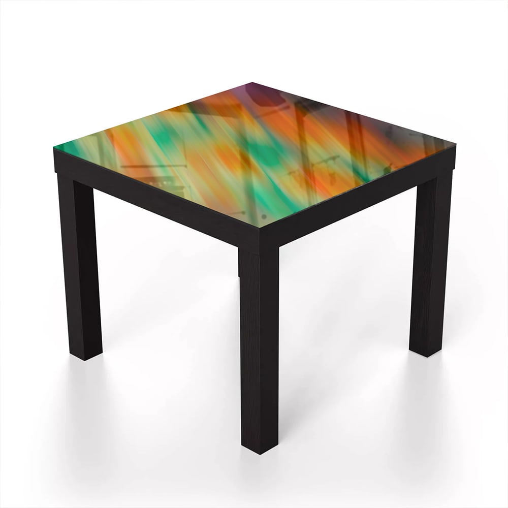 Salontafel 55x55 - Gehard Glas - Oranje & Groene Abstractie