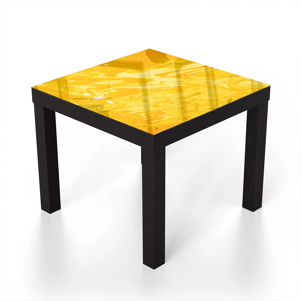 Salontafel 55x55 - Gehard Glas - Abstract geel