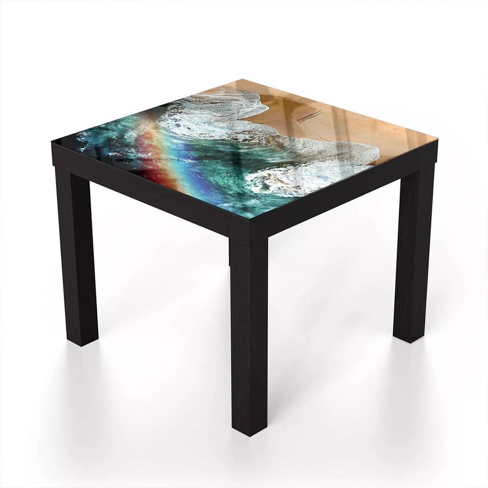 Salontafel 55x55 - Gehard Glas - Regenboog op het Strand