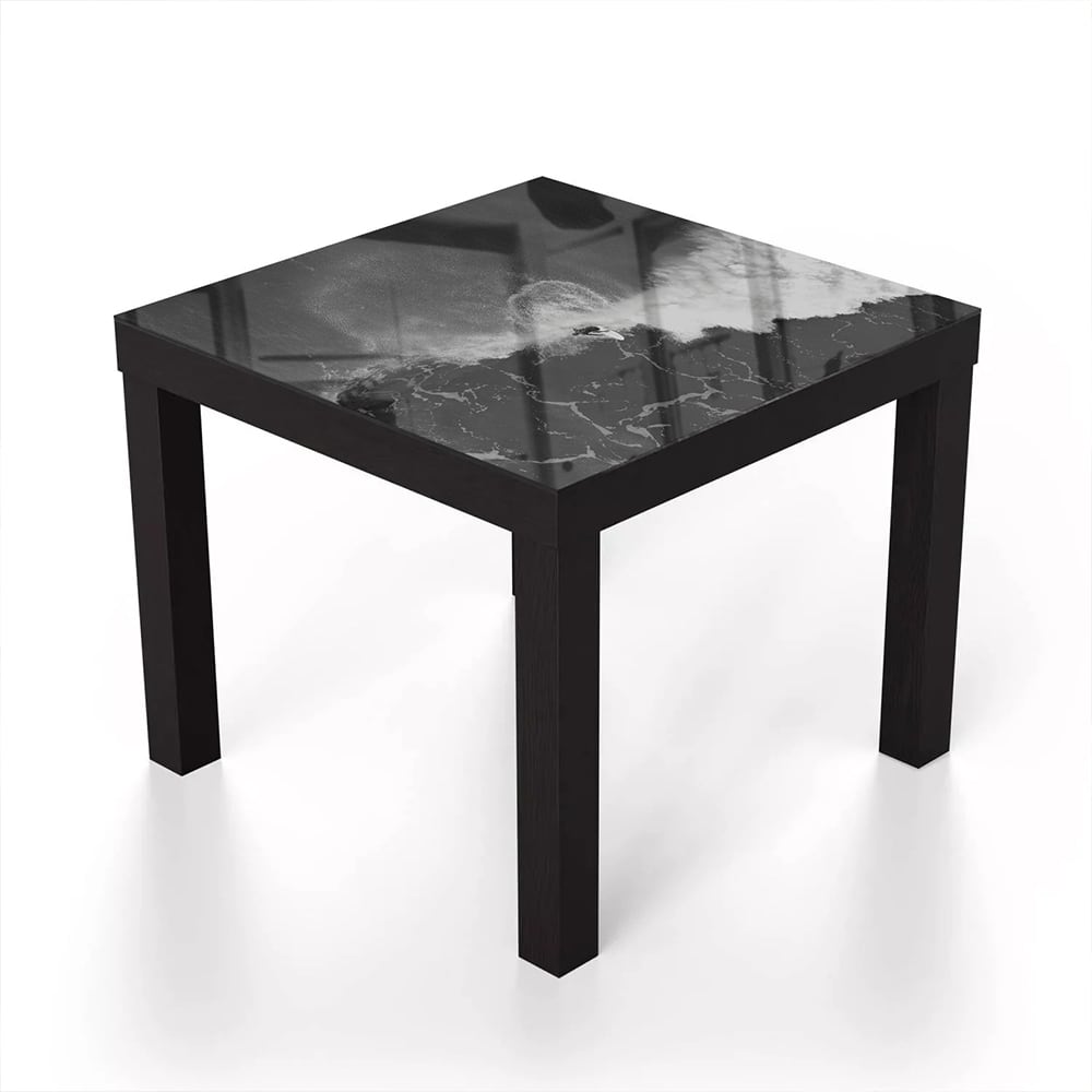 Salontafel 55x55 - Gehard Glas - Zwart-Wit Surfer