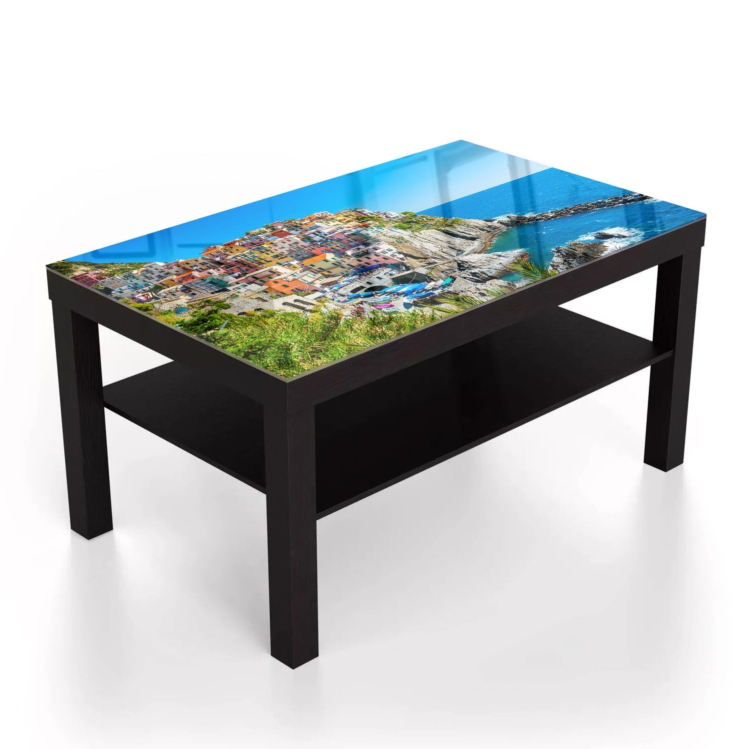 Salontafel 90x55 - Gehard Glas - Kleurrijk Cinque Terre aan de Kust