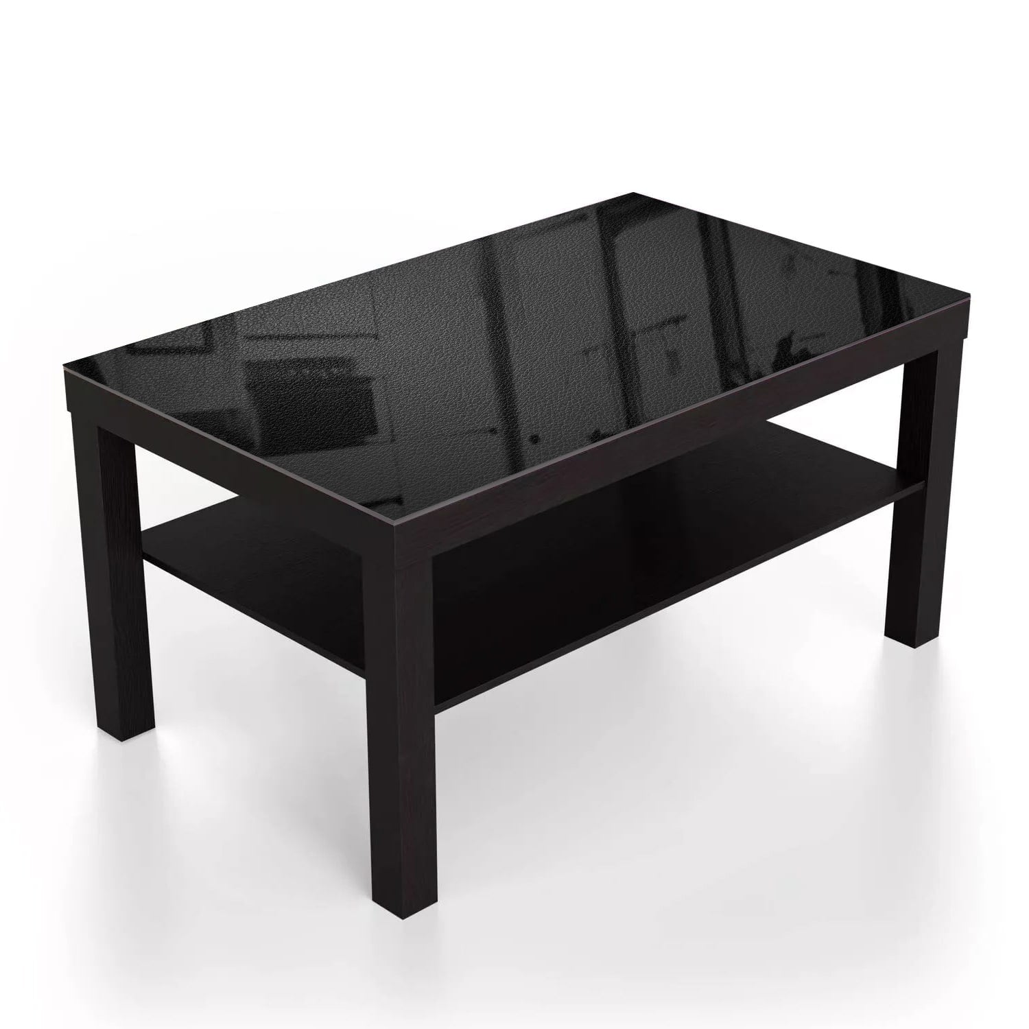 Salontafel 90x55 - Gehard Glas - Zwart Leer