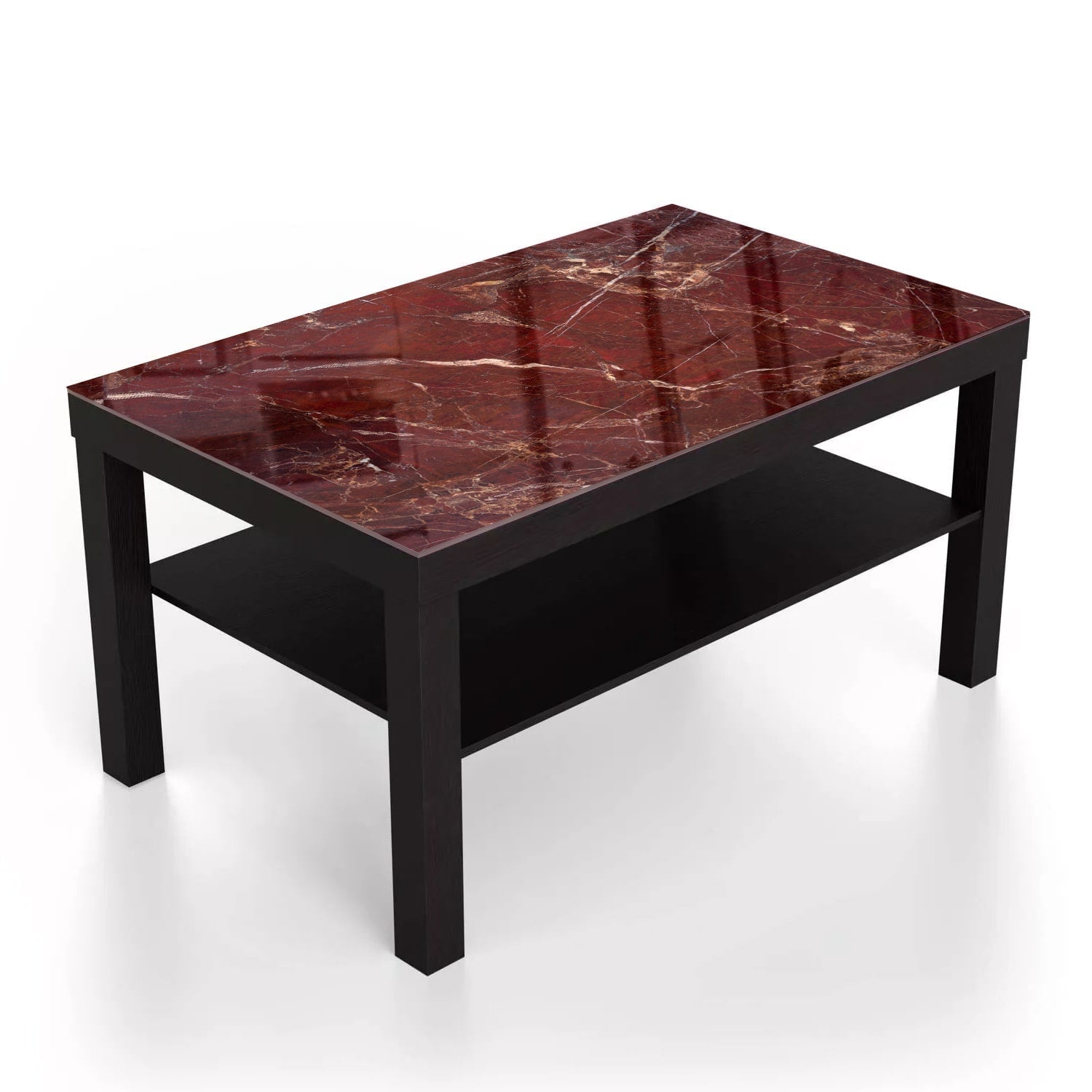 Salontafel 90x55 - Gehard Glas - Rood Marmer