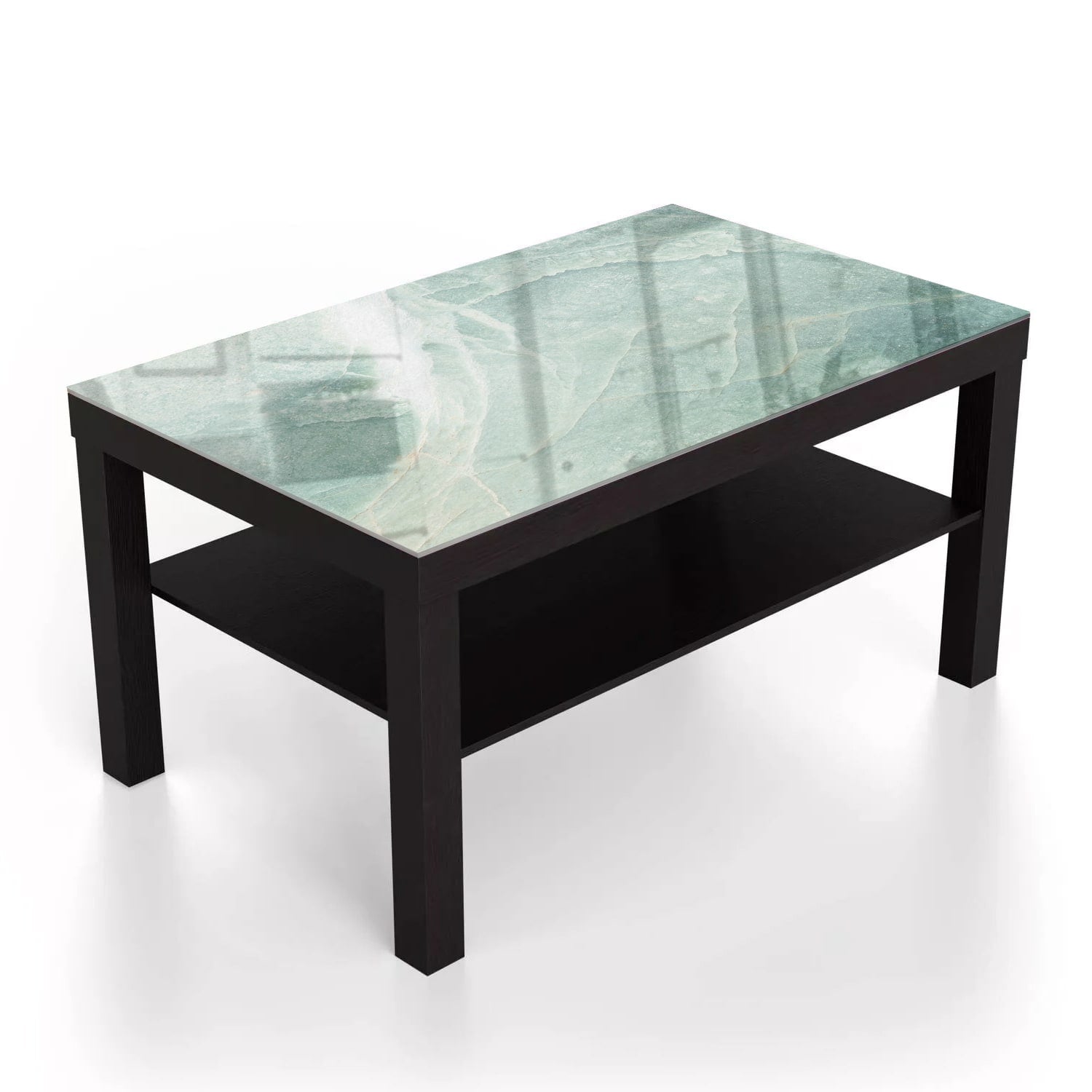 Salontafel 90x55 - Gehard Glas - Lichtblauw Marmer