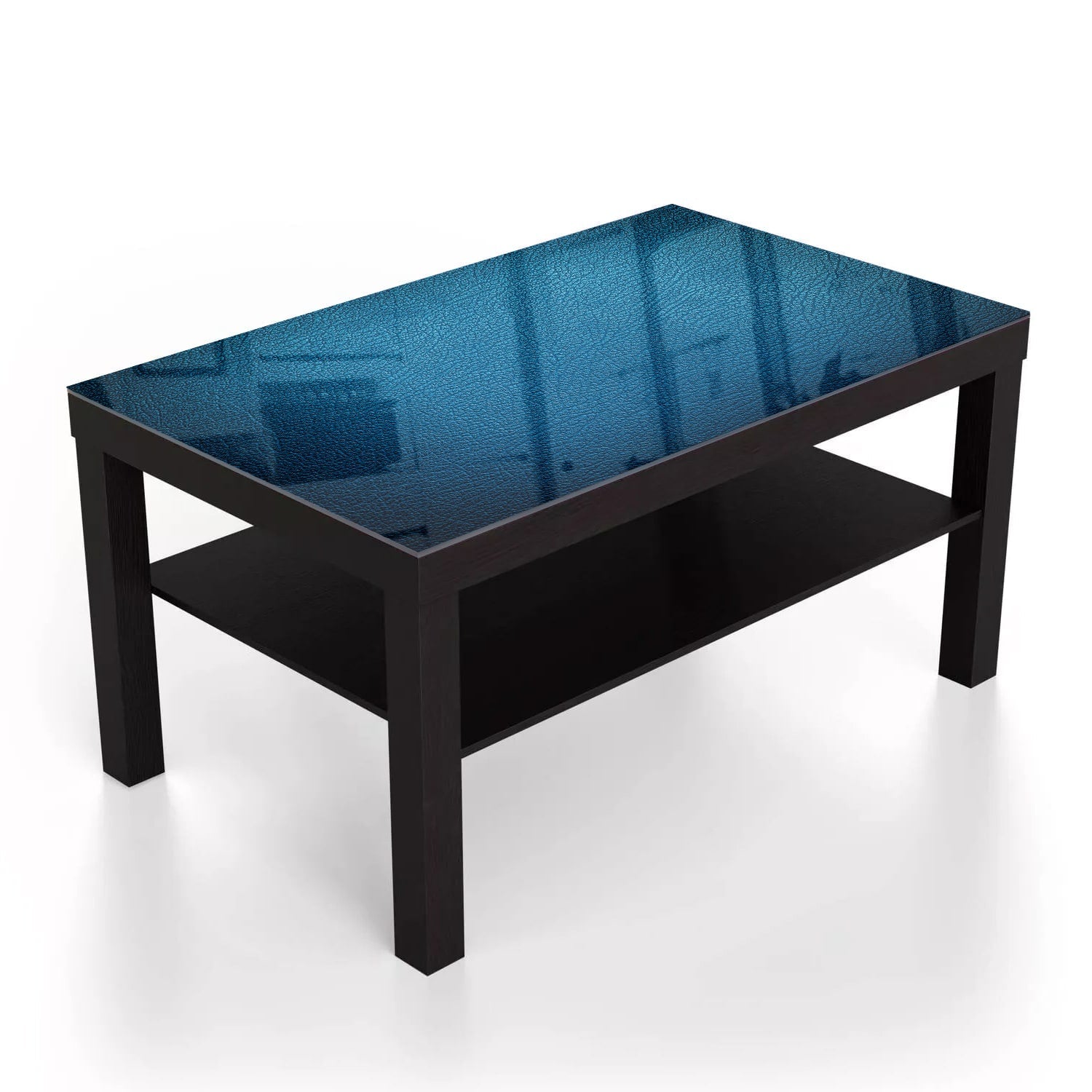 Salontafel 90x55 - Gehard Glas - Blauw Leer