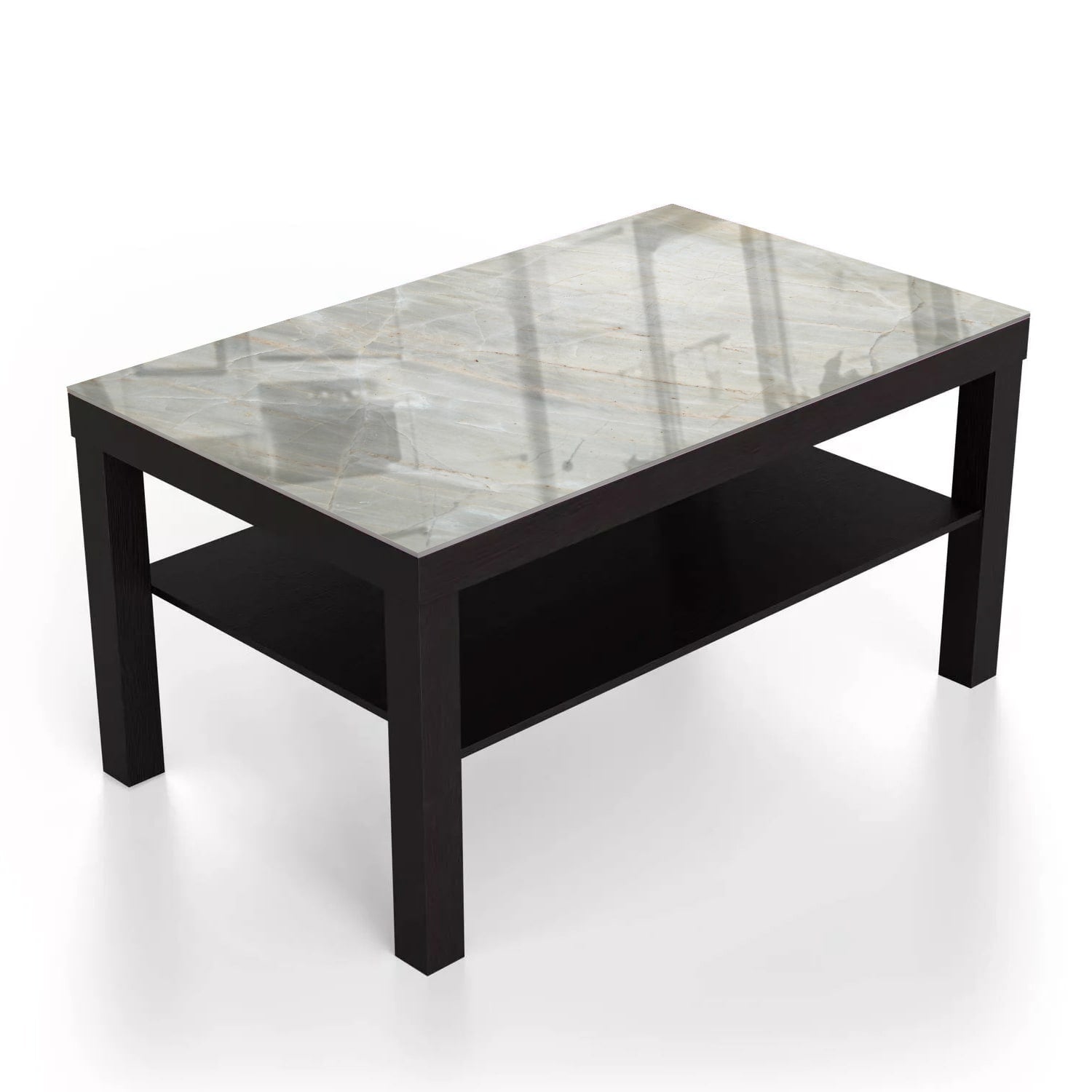 Salontafel 90x55 - Gehard Glas - Lichtgrijs Marmer