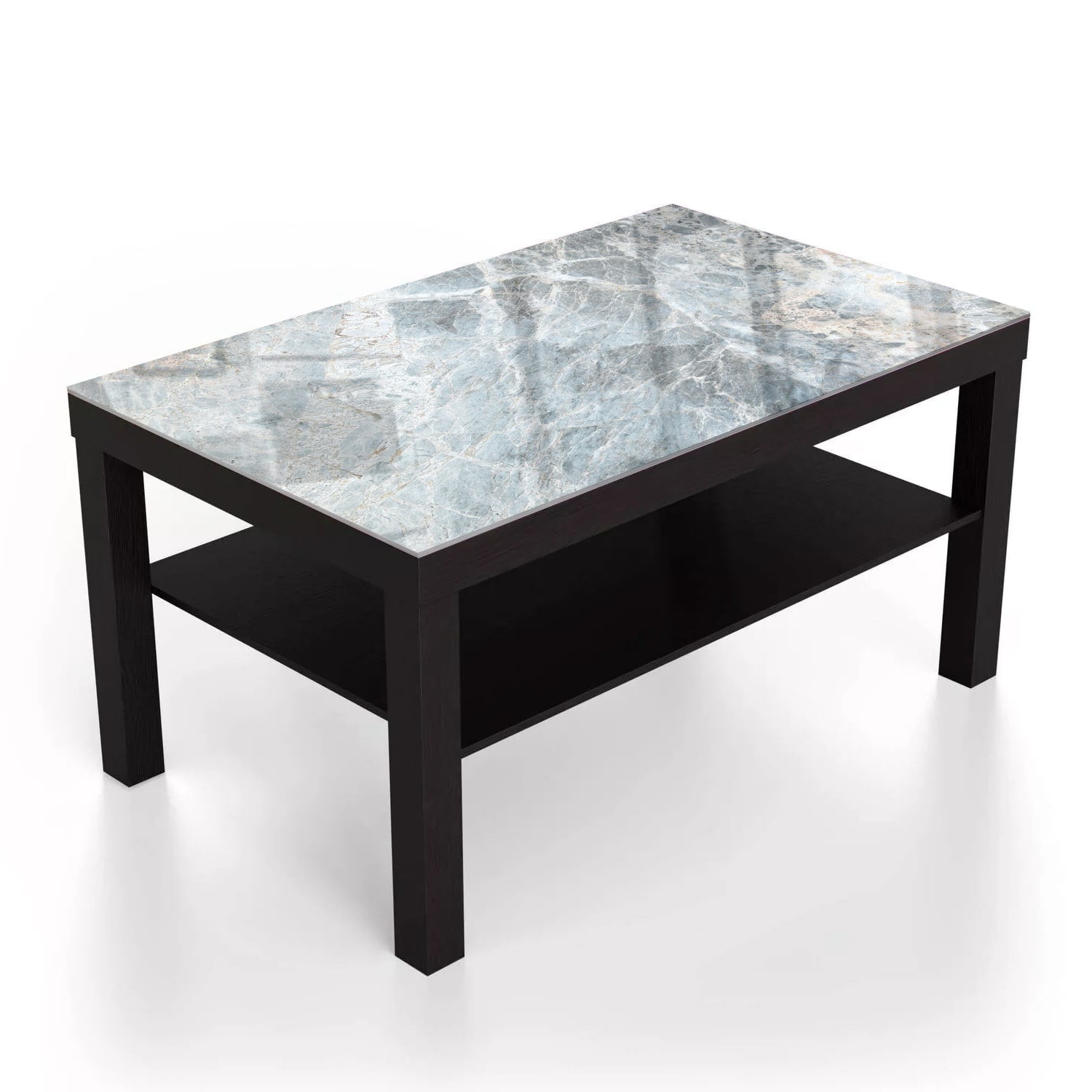 Salontafel 90x55 - Gehard Glas - Blauwgrijs Marmer