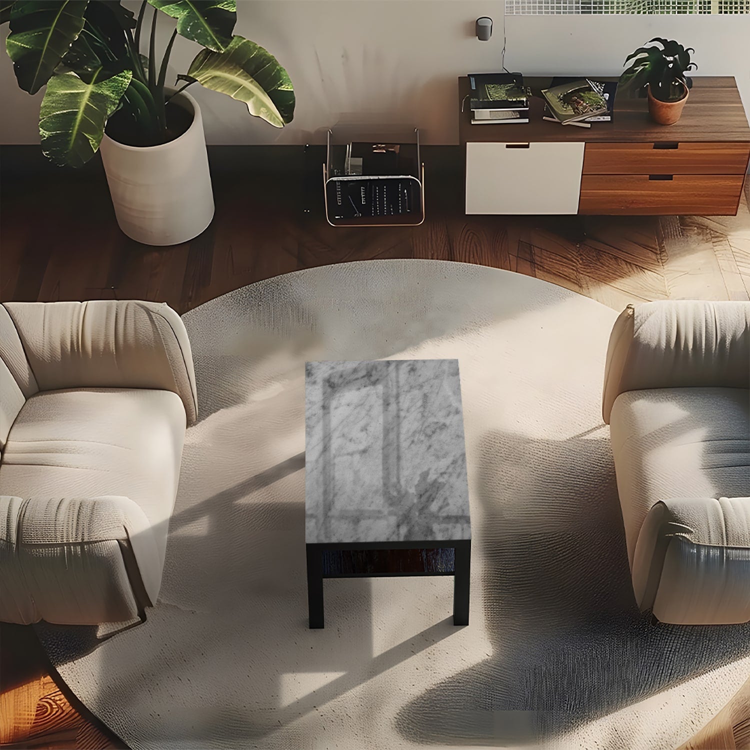 Salontafel 90x55 - Gehard Glas - Rustieke Grijze Marmer