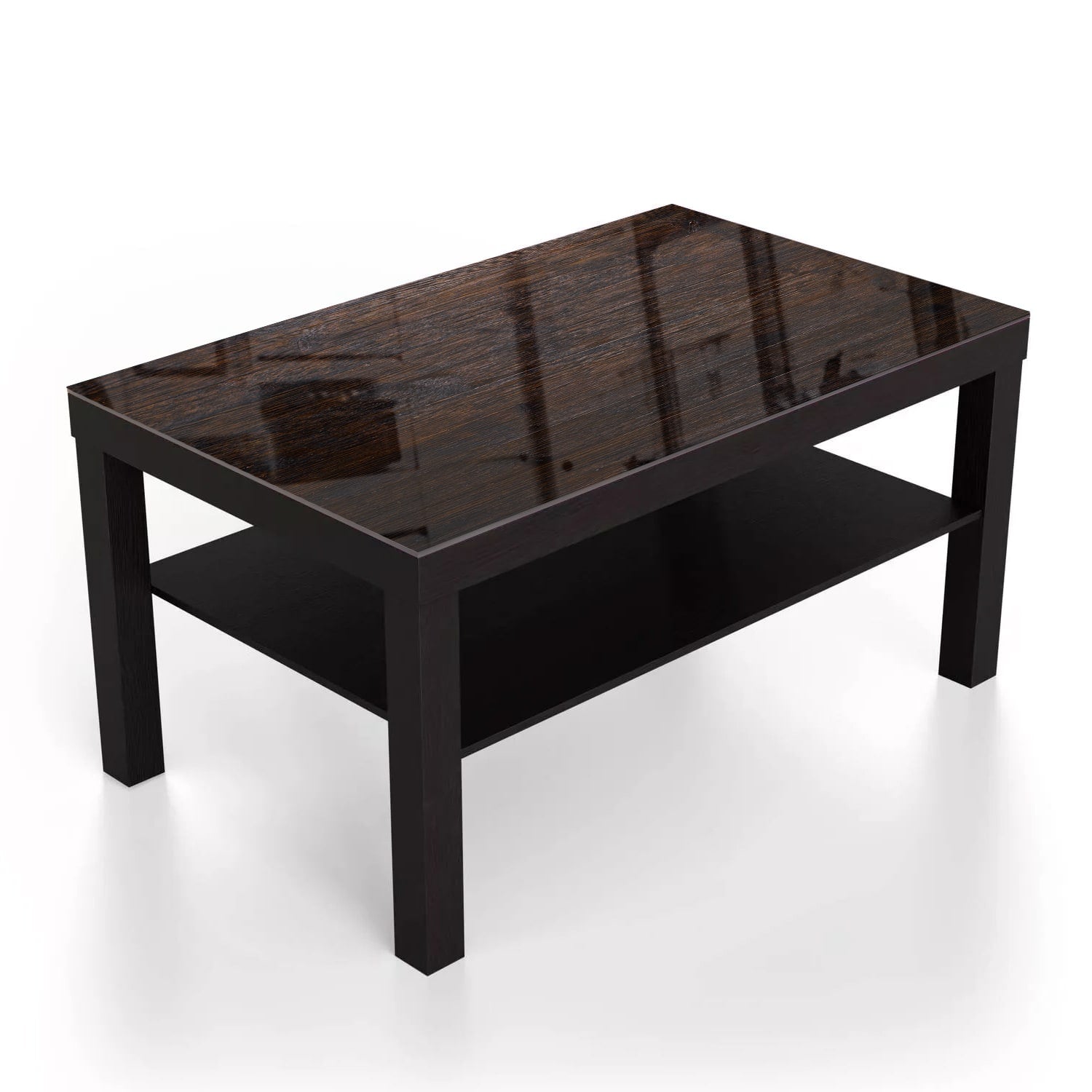 Salontafel 90x55 - Gehard Glas - Donker Hout Textuur