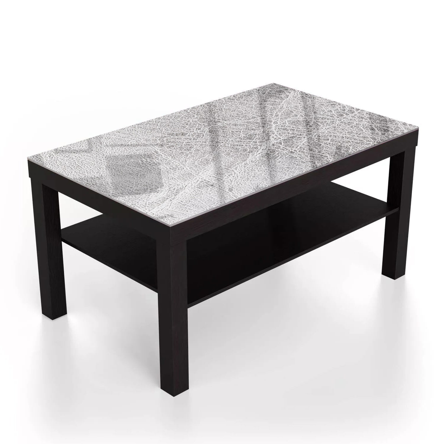 Salontafel 90x55 - Gehard Glas - Zilver Leer Close-up