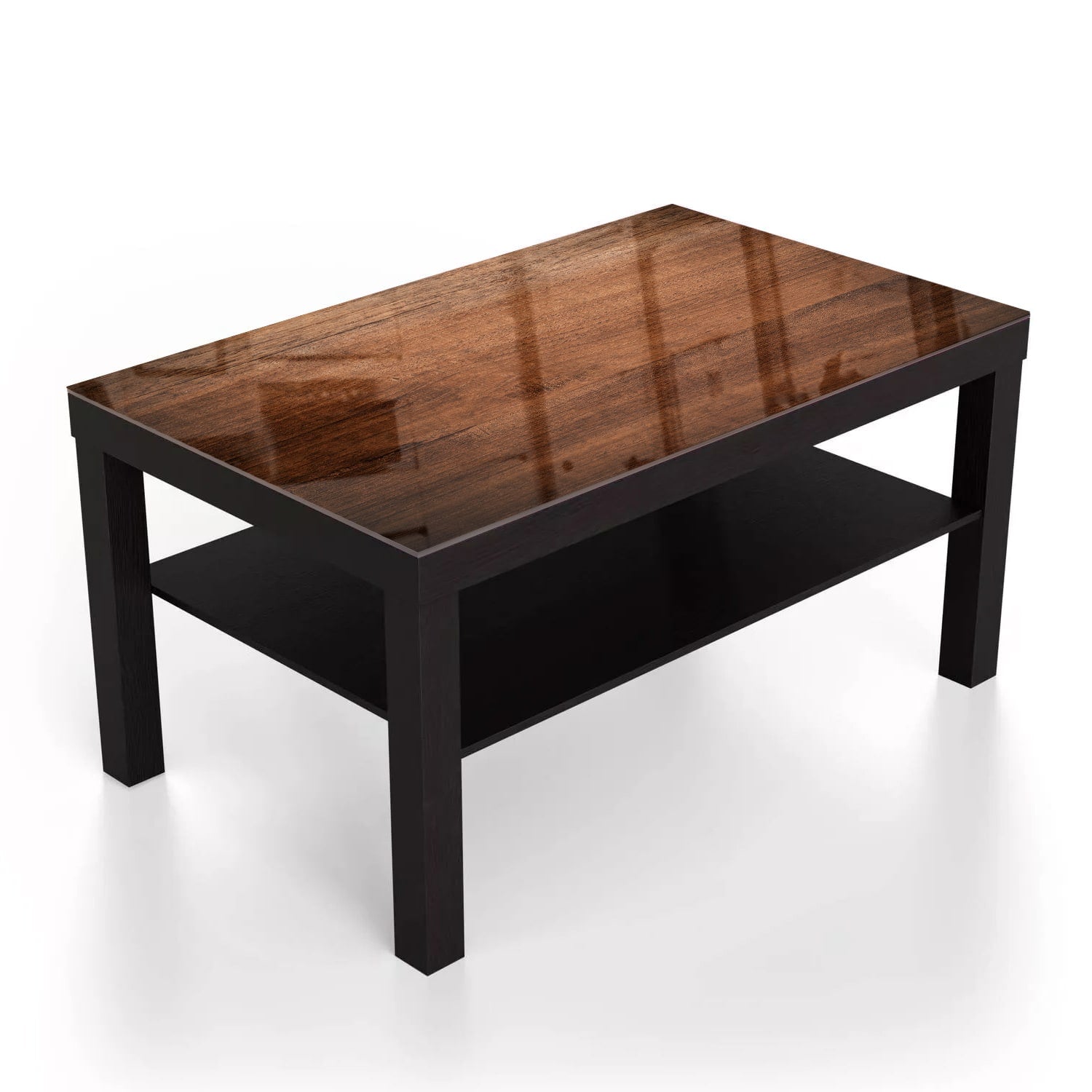 Salontafel 90x55 - Gehard Glas - Oud Bruin Hout