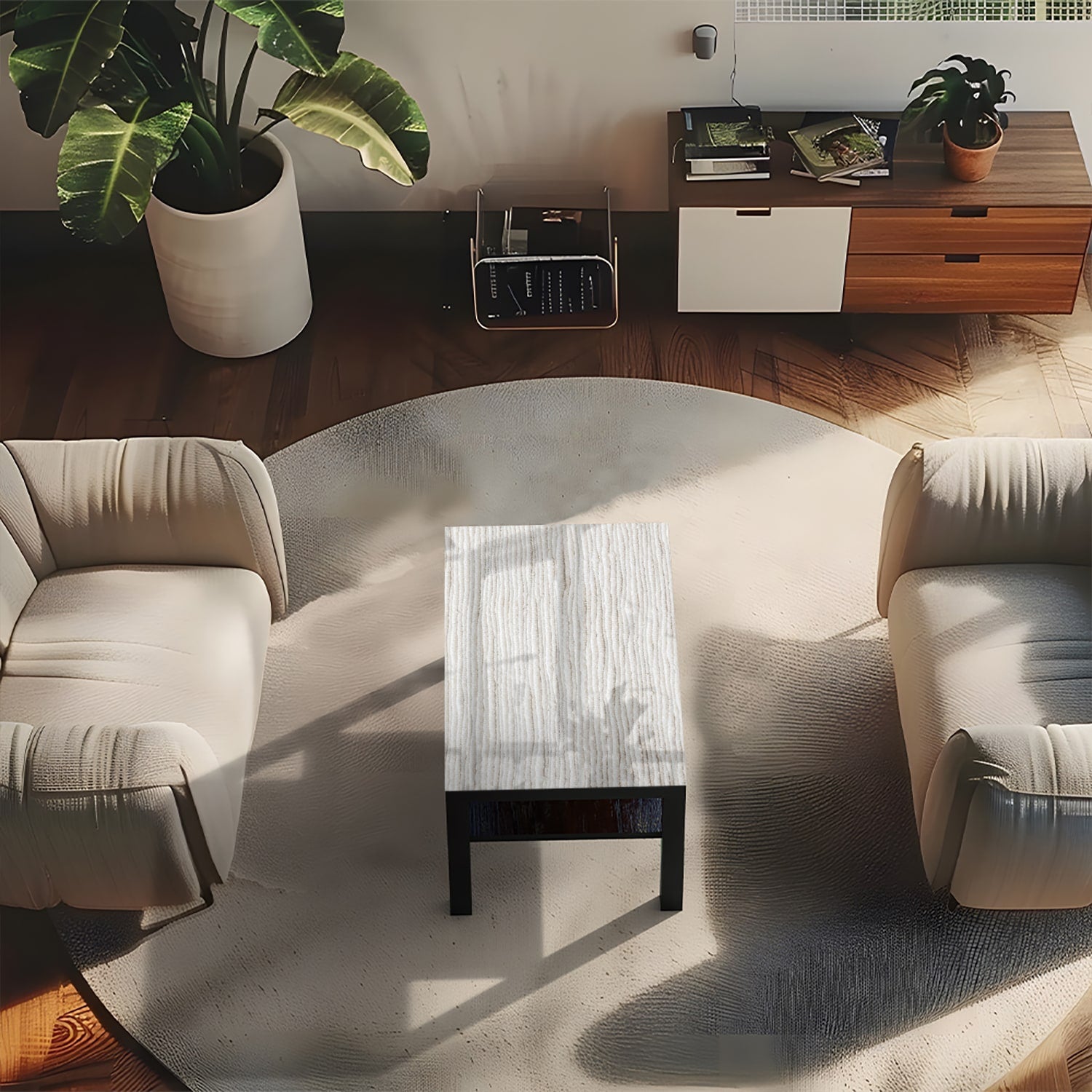 Salontafel 90x55 - Gehard Glas - Wit Katoen