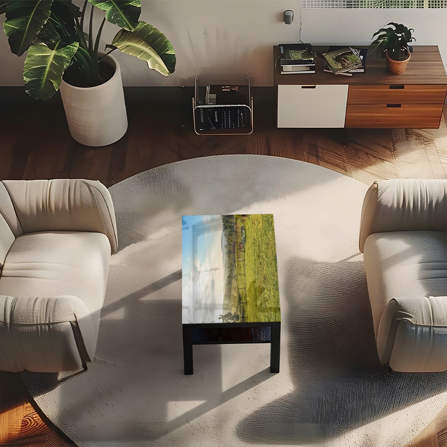 Salontafel 90x55 - Gehard Glas - Veld Bij Smith Mountain