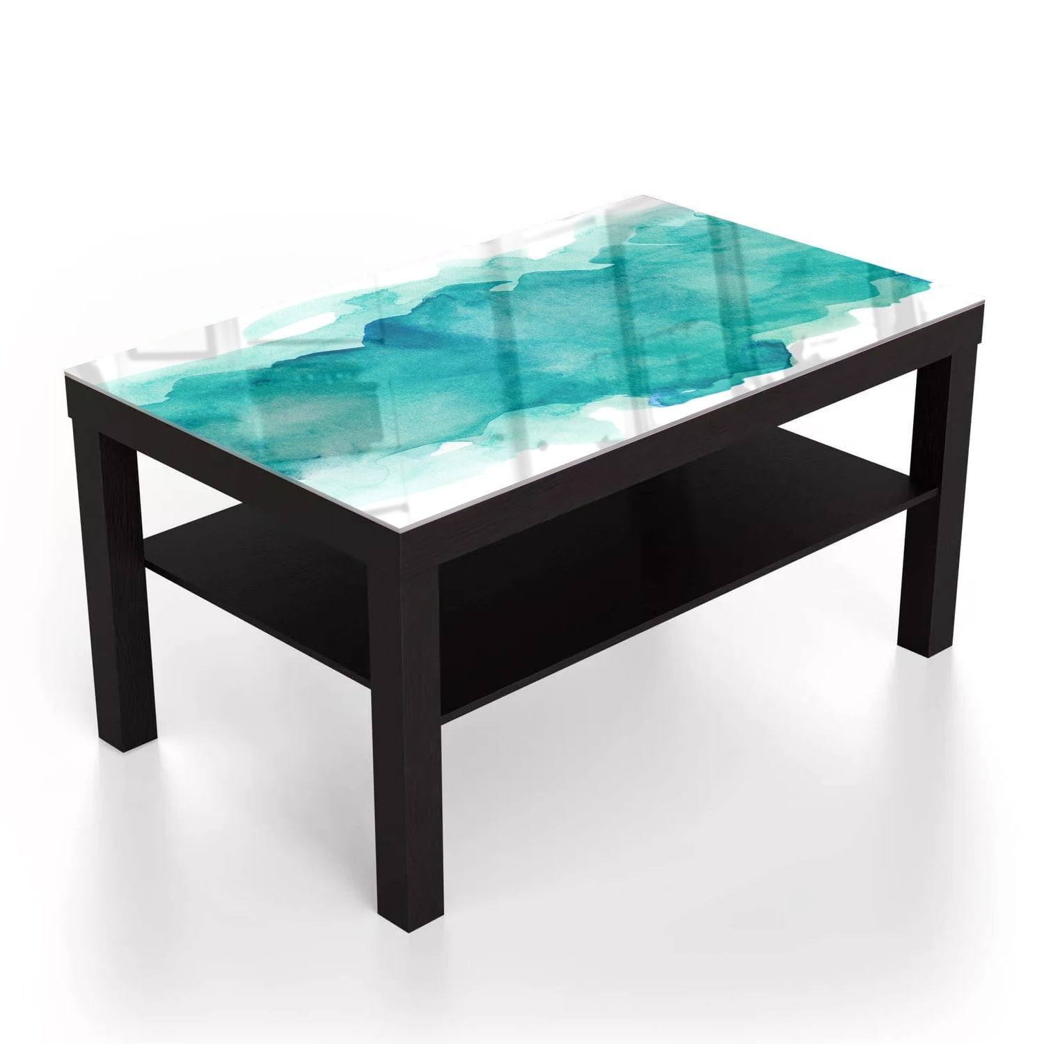 Salontafel 90x55 - Gehard Glas - Groene Waterverf Streep