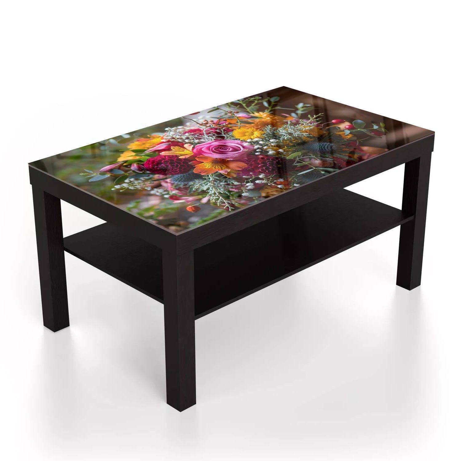 Salontafel 90x55 - Gehard Glas - Kleurrijk Bloemboeket